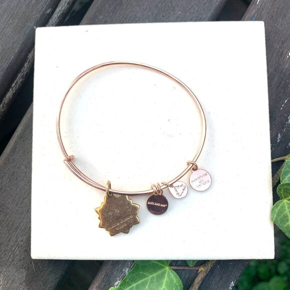 Alex and Ani Lotus Peace Petals Charm Bracelet Rose Gold Finish Expands 2"- 3.5" - Picture 2 of 3